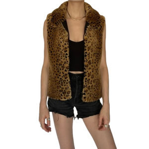 𝅺🎀 Concept Sport Faux Fur Cheetah Print Vest, Faux Suede Interior, Size S